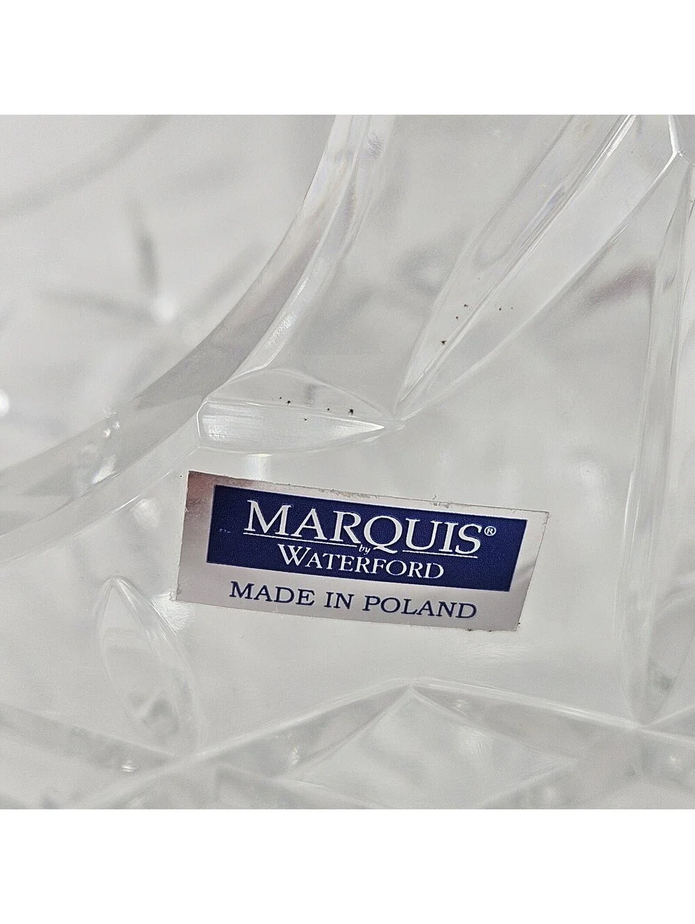 Marquis by Waterford Crystal Basket 7” Handled Original Sticker Unique Cut Glass